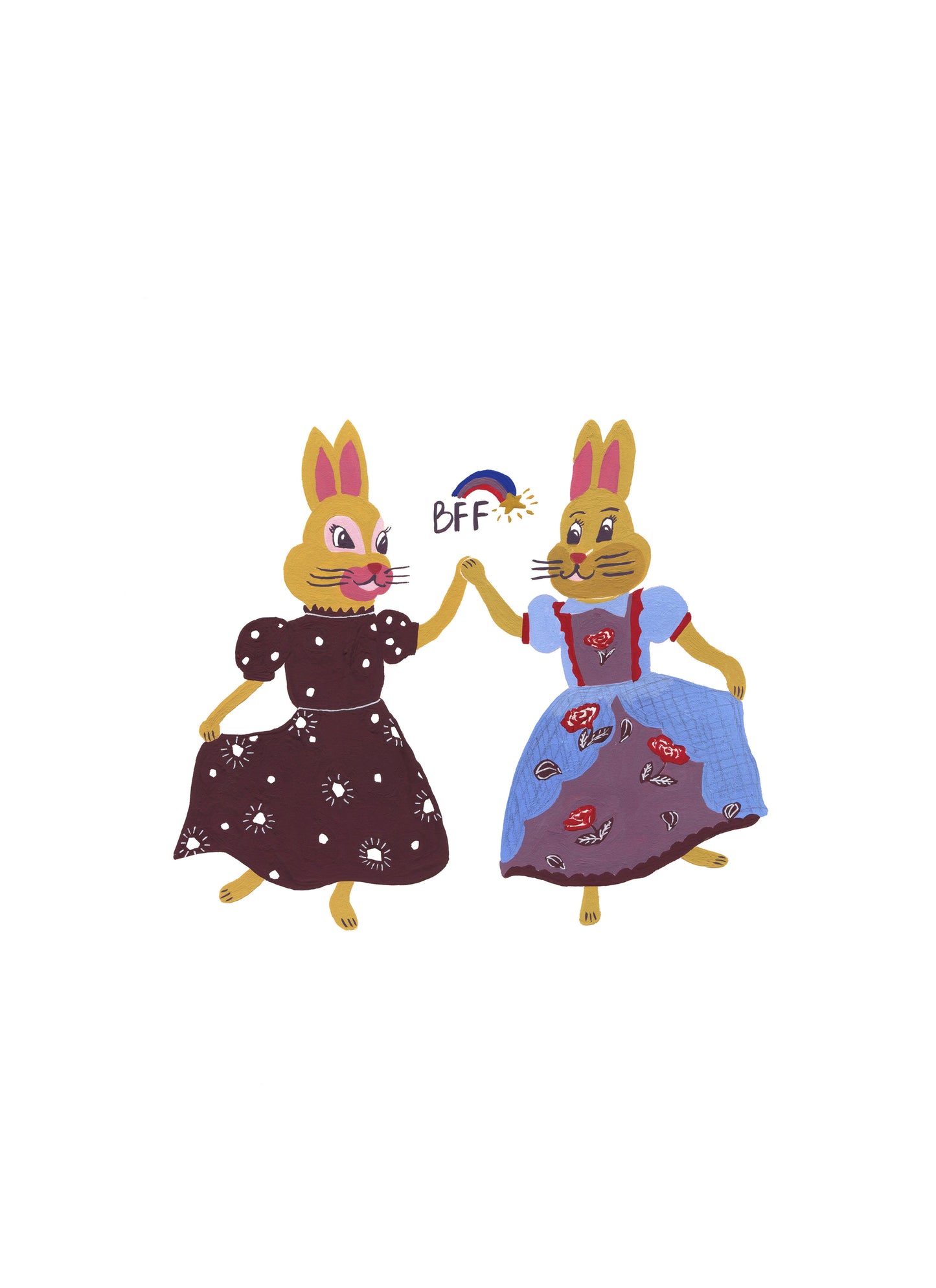 "Best Friends" Original Gouache Painting