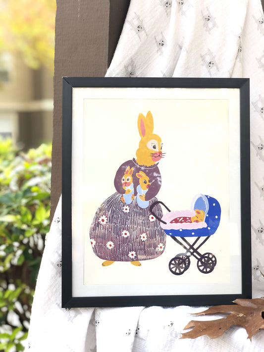 "Caring Mother" Original Gouache Painting